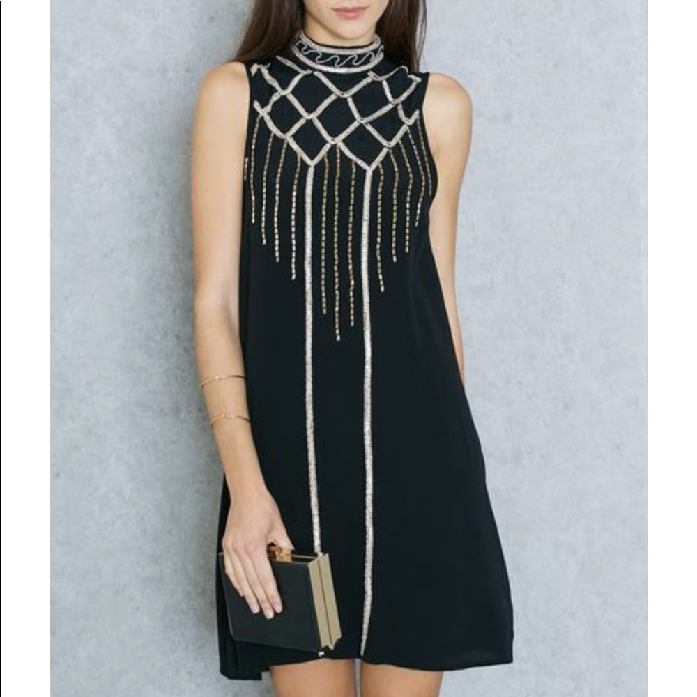 MINKPINK black dress, Gold & Silver details, NWOT